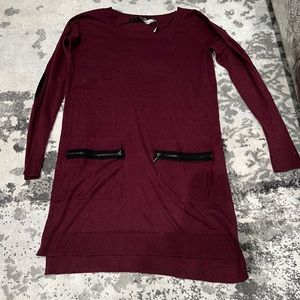 Kensie Burgundy knit long sleeve dress with elbow patches